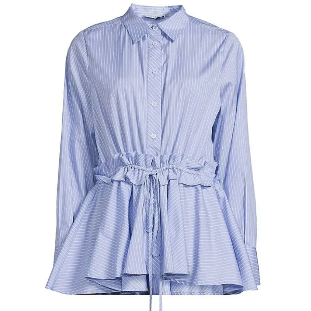 NWT Harshman Elowen Striped Cotton Tie Waist Shirt